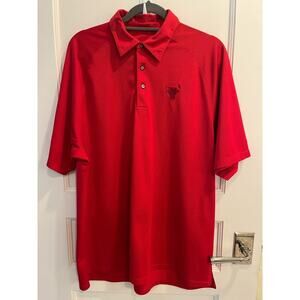 Adidas Size Large L Red Chicago Bulls Polo Shirt MINOR FLAW